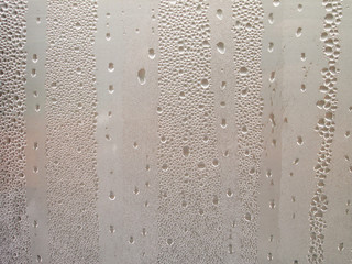 closeup Natural water drops on glass