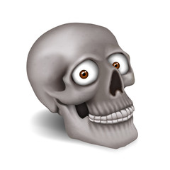 Calavera 3d con ojos sobre fondo blanco