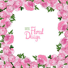 Vector frame with peonies