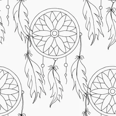  hand om een naadloos patroon Dreamcatcher te tekenen © NatliyaDesigner