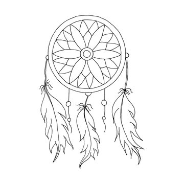 simple Dream catcher with colorful feathers Illustration icon vector in  linear style drawing isolated on white background 11188893 Vector Art at  Vecteezy