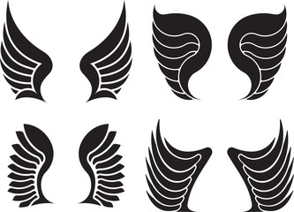 Set of four pairs of wings. Vector illustration.