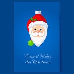 Christmas toy Santa Claus head greeting card with text