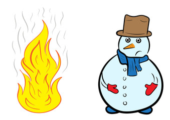 Snowman and fire