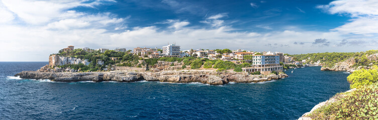 Fototapeta na wymiar XXX - Panorama - Rocky coastline and bay of Cala Figuera - Mallorca