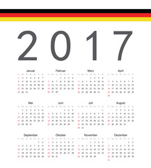 Square german 2017 year vector calendar