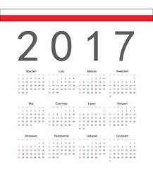 Square Polish 2017 year vector calendar