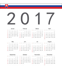 Square Slovak 2017 year vector calendar