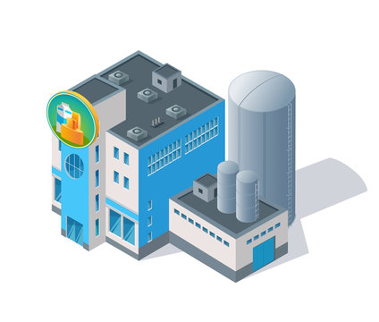 Isometric vector image of a dairy plant for games