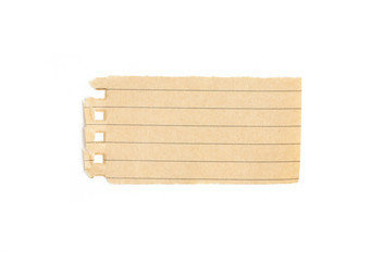 Recycling lined paper scrap isolated on white.
