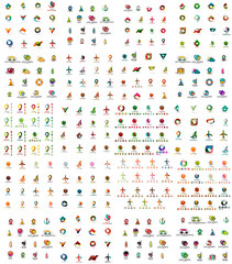 Logo huge mega collection, abstract geometric business icon set. Modern clean universal symbols