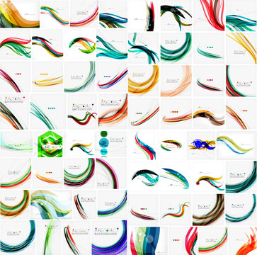 Mega collection of wave abstract backgrounds with copy space. For business tech design templates, web design, presentations