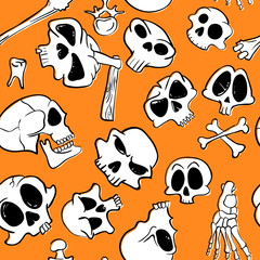 skulls and bones seamless pattern