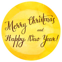 'Merry Christmas and Happy New Year' calligraphic design
