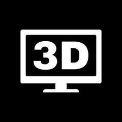 The 3d icon. Monitor and display, screen, movie symbol. Flat