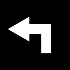 The left icon. Direction and arrow, navigation symbol. Flat