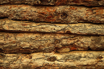 The surface of the walls of a wooden house