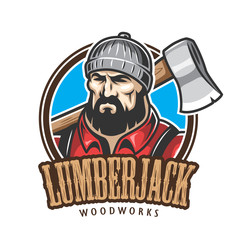 Vector illustration of lumberjack emblem