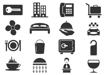 Hotel room icons set