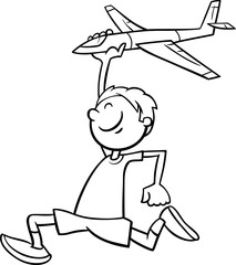 boy and toy plane coloring book