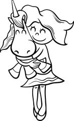 girl and unicorn coloring book