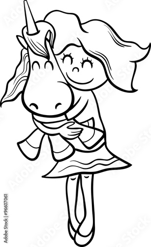 "girl and unicorn coloring book" Stock image and royalty-free vector files on Fotolia.com - Pic ...