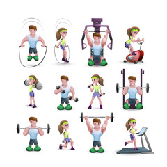 Icon Set Of Fitness Characters
