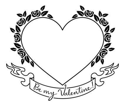 Valentine frame with original drawing artistic text