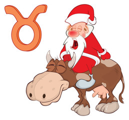 Cute Santa Claus. Astrological Sign in the Taurus