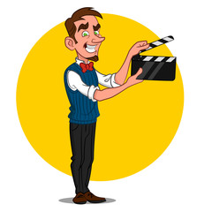man with film slate. Vector illustration.