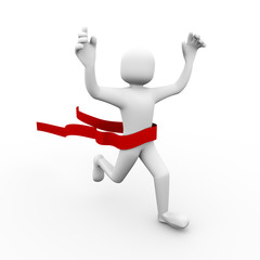 3d winner person crossing finish line.