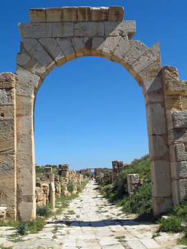 Libye, voie romaine à Leptis Magna