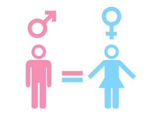 Gender equality concept. Icon set of different gender persons with male female markers