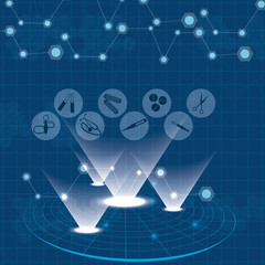 Abstract medical web blue icons set