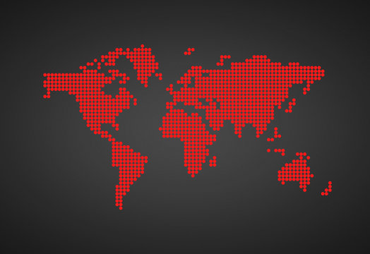 Red dotted World Map.