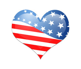 Heart with USA flag.