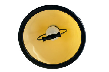 yellow  hanging chandelier with a handle