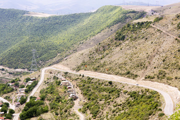 Mountain landscape. Winding road in the mountains of Armenia. 