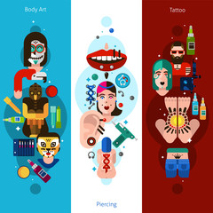 Bodyart Tattoo Piercing Vertical Banners
