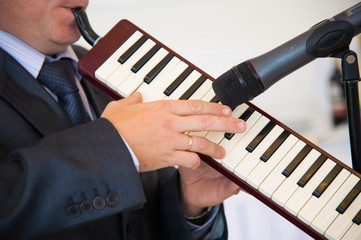 Melodic harmonica. Rare Musical Instrument. Brass piano. Reed keyboards-pneumatic musical...