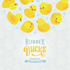 Vector decorating design made of yellow rubber ducks