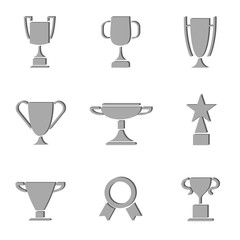 Grupo 9 iconos trofeos relieve