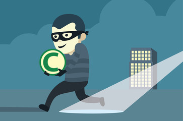 Bandit wearing mask robbery copyright of company then run away from arrest.