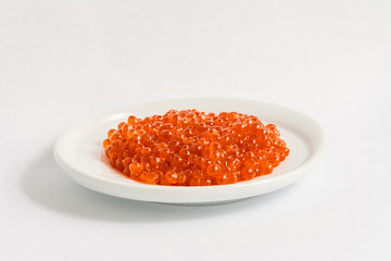 red caviar on the plate
