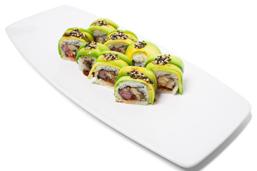 Green dragon japanese sushi roll.