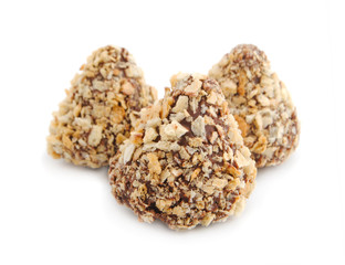 Candy with wafer crumbs isolated on white