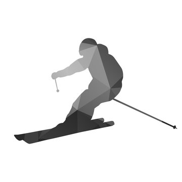 Abstract skier. Geometrical vector silhouette