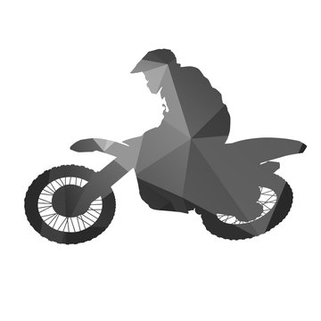 Motocross rider. Abstract geometrical silhouette