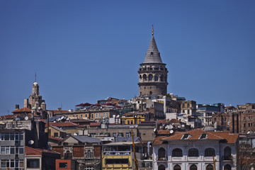 Naklejka premium Colorful Instanbul Galata Neighborhood and Tower