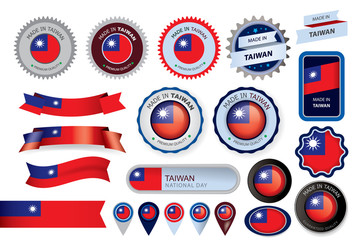Made in Taiwan Seal, Taiwanese Flag (Vector Art)